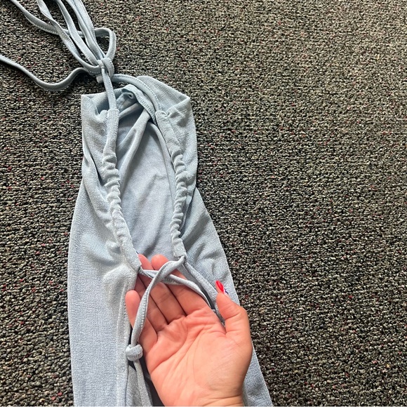 SHEIN Light Blue Bodycon Halter Neck
Spaghetti Strap Tie Low Back Shiny Dress M - Picture 14 of 16